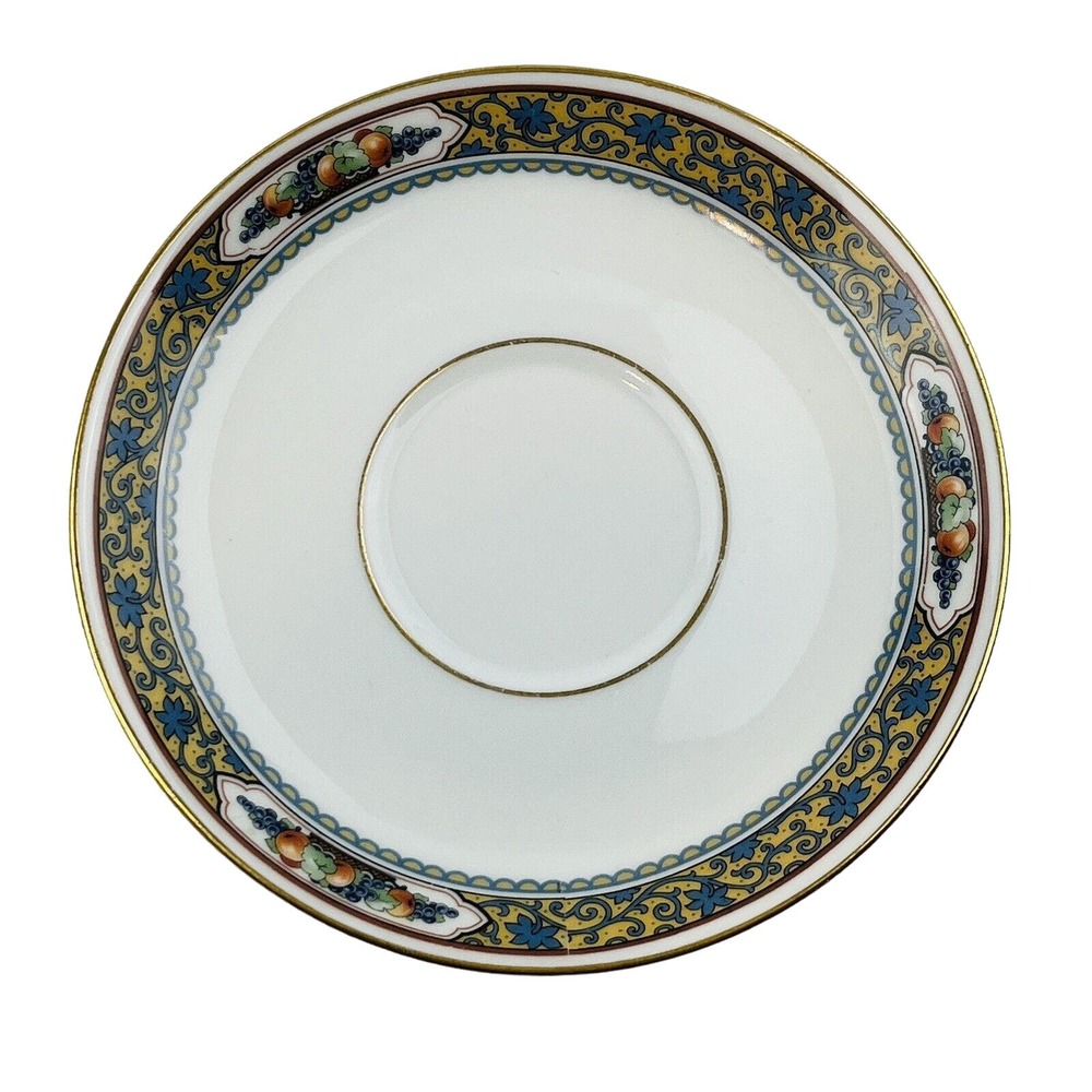 Thomas Bavaria‎ Harvest Saucer For Footed Cup Only Fruit Blue Scroll Gold Rim